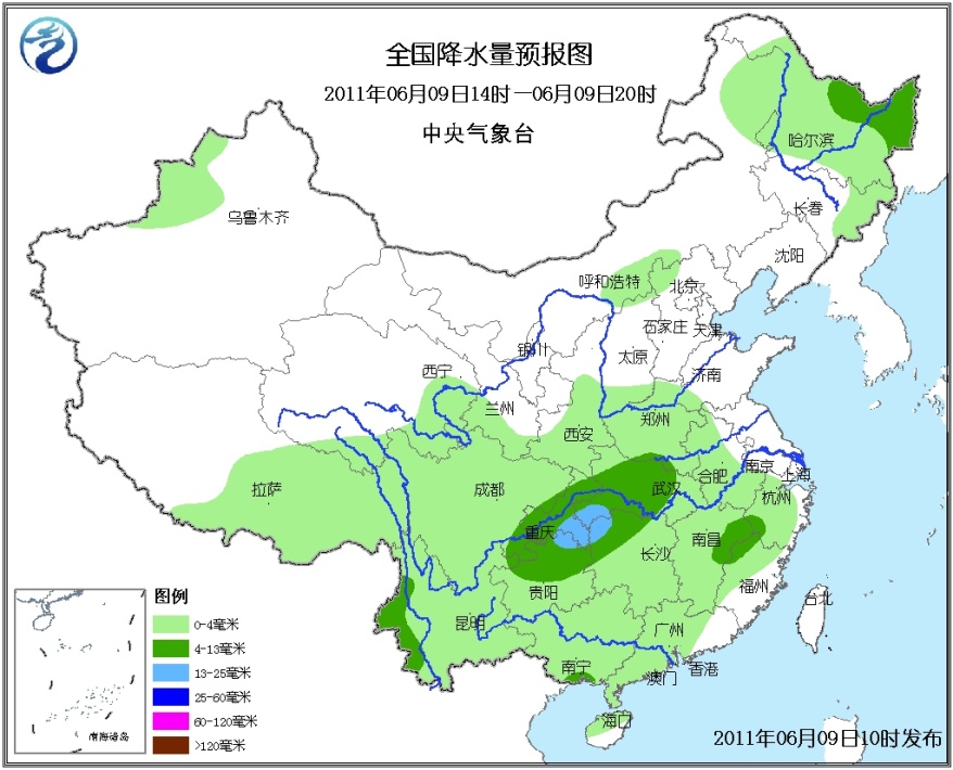 06月09日:未来三天全国天气预报