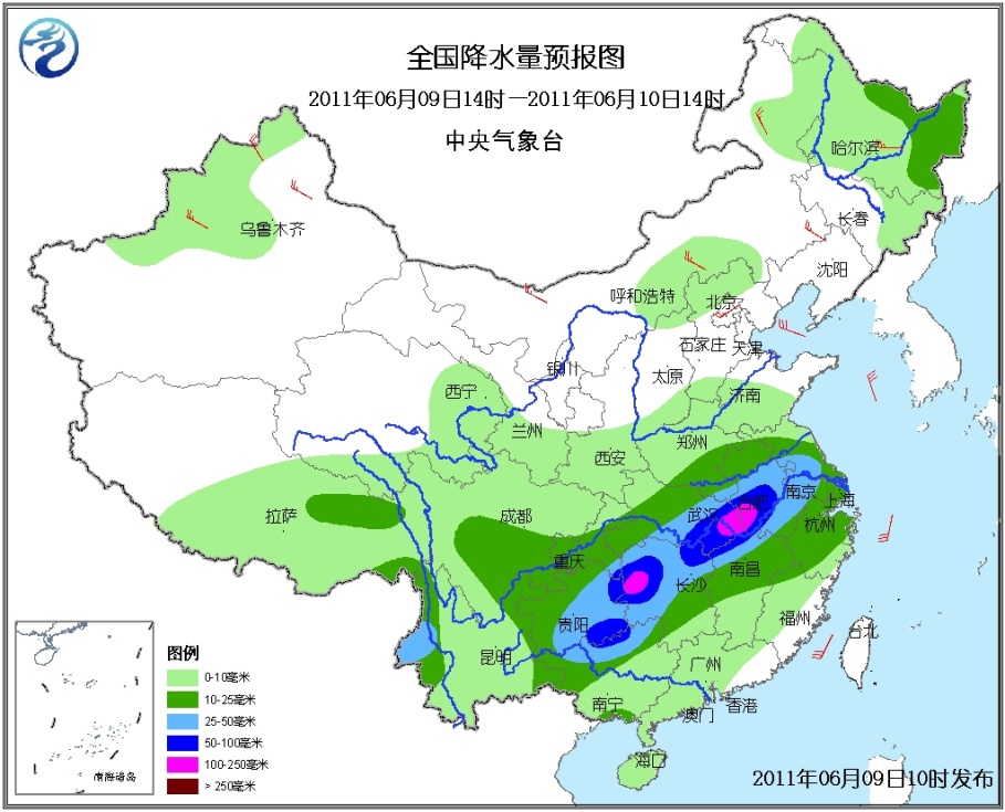 06月09日:未来三天全国天气预报