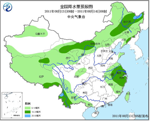 全国降水量预报图