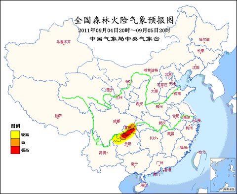 全国森林火险气象预报图