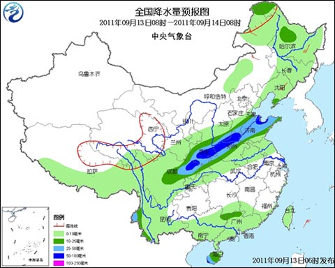 全国降水量预报图