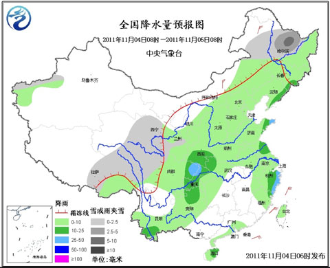 未来24小时全国降水量预报图