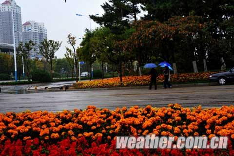 人们在降雨中漫步（宫举卫 摄）