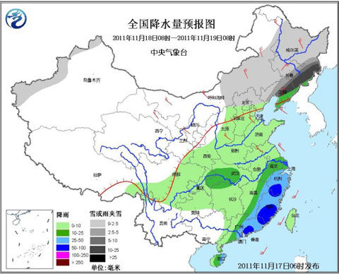 全国降水量预报图