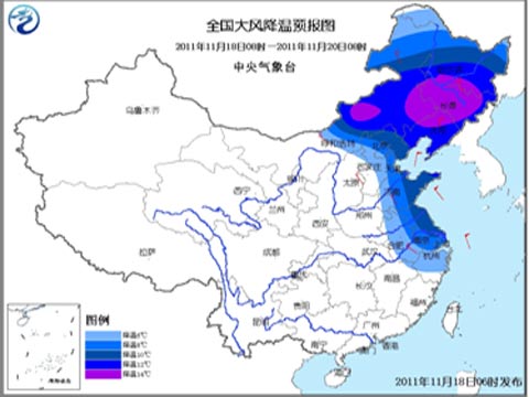 全国大风降温预报图