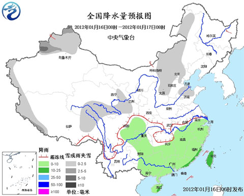 全国降水量预报图