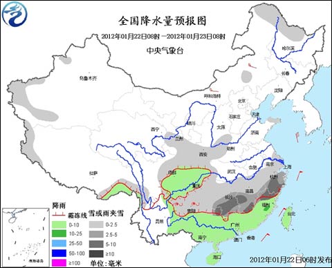 全国降水量预报图