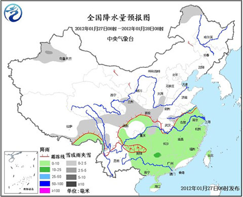 全国降雨降水量预报图