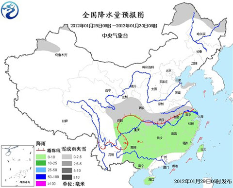 全国降水量预报图