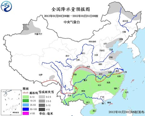 全国降水量预报图