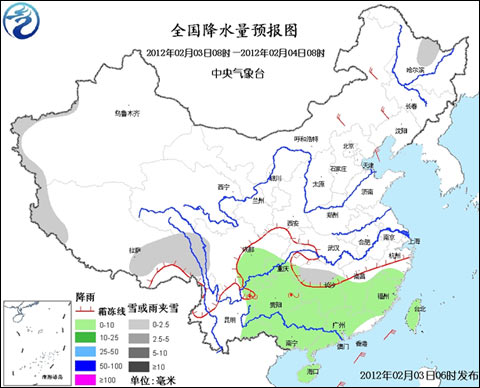 全国降水量预报图