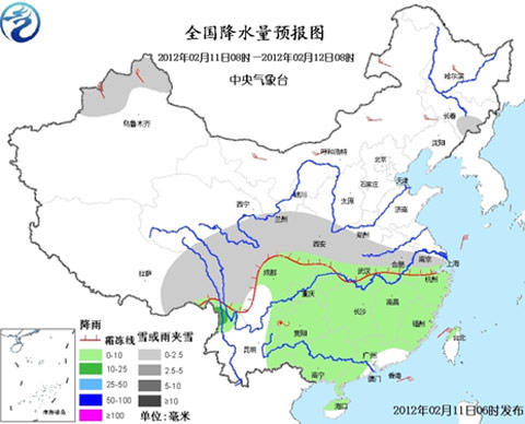 全国降水量预报图