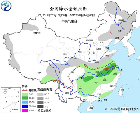 全国降水量预报图